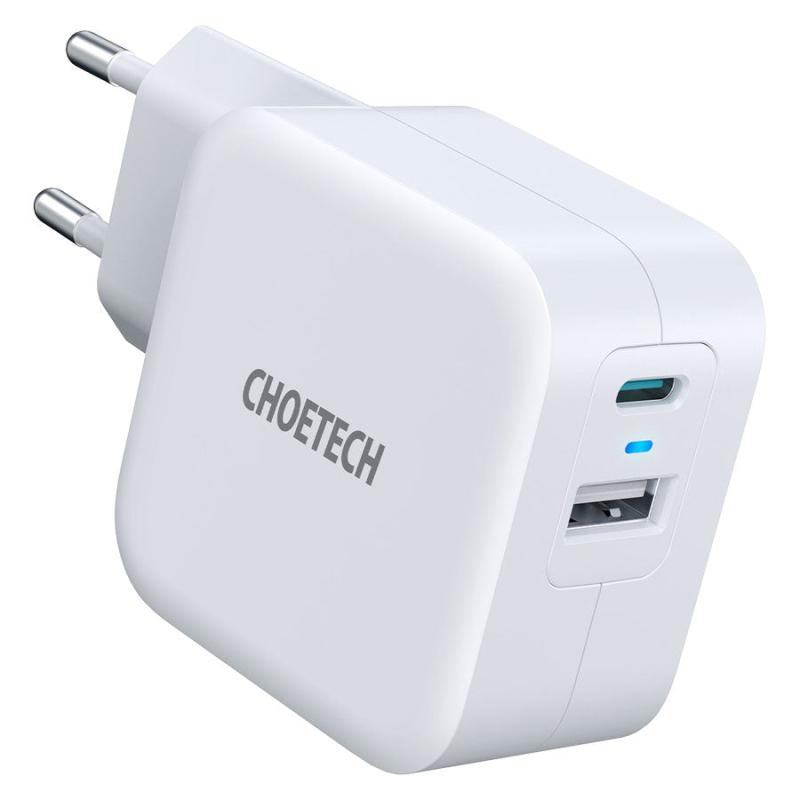 Choetech 38w Usb Usb Vægoplader, Hvid - Choetec Opladere  - 6971824978759