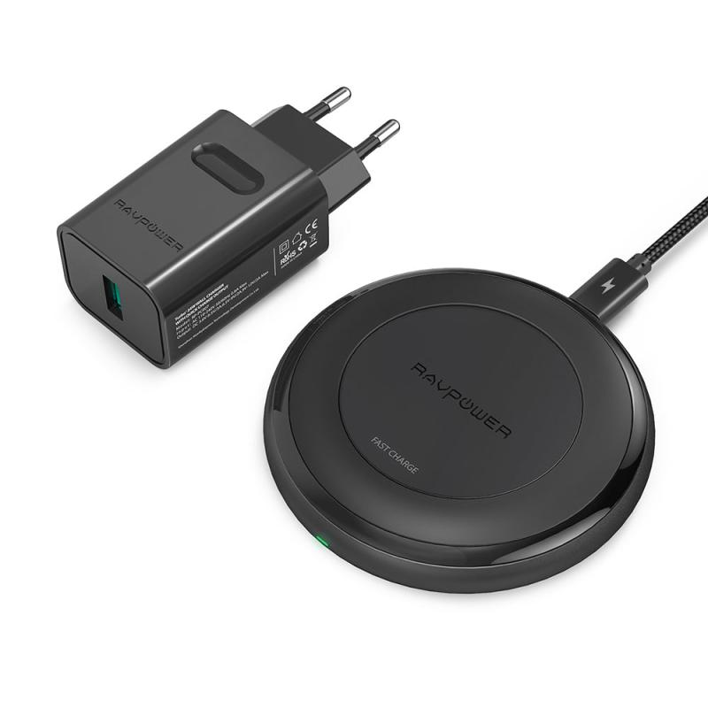 Ravpower Wireless 10w Charger Incl. Quick Charge 3.0 Wall Charger, Black - Ravpower Opladere  - 6970651383279