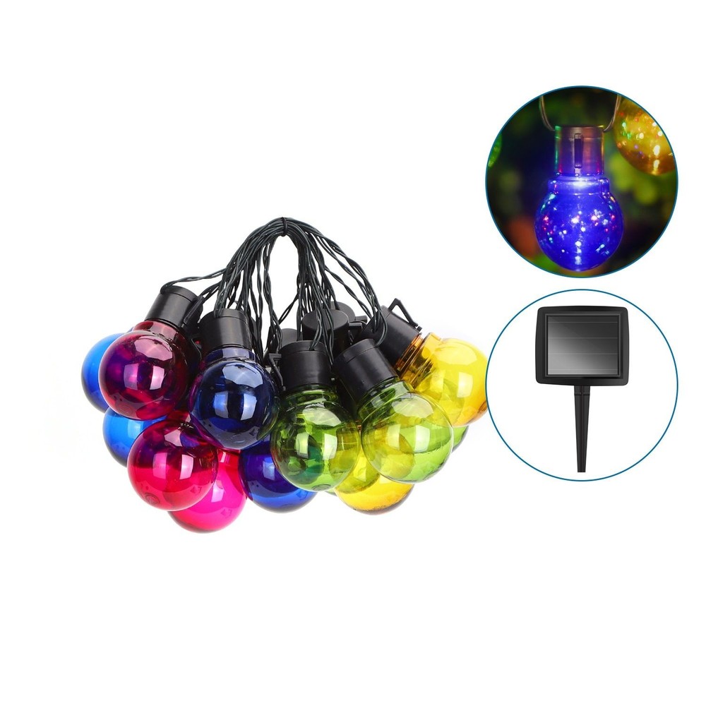 Aigostar Solcelle Led Party Lyskæde Ip44 Med Farvede Pærer - Aigostar Opladere  - 8433325208820