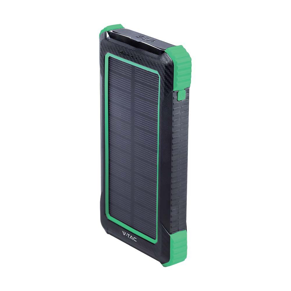 Sort 000mah Solar Trådløs Oplader Powerbank - V-tac Opladere  - 3800170200616