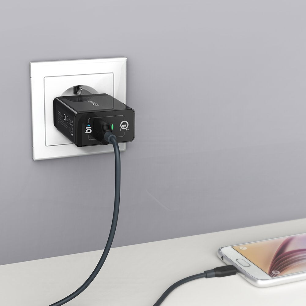 Sort Anker Powerport Quick Charge Vægoplader - Anker Opladere  - 848061063929