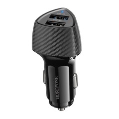 Sort Borofone Bz31a Dual Port Usb Biloplader Ampx2013 - Borofone Opladere  - 6922922882017