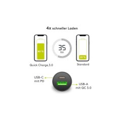 Sort Goobay Dual Usb Auto Fast Charger Usb Ampx2122 27w 24v Bil Oplader - Goobay Opladere  - 4040849595219