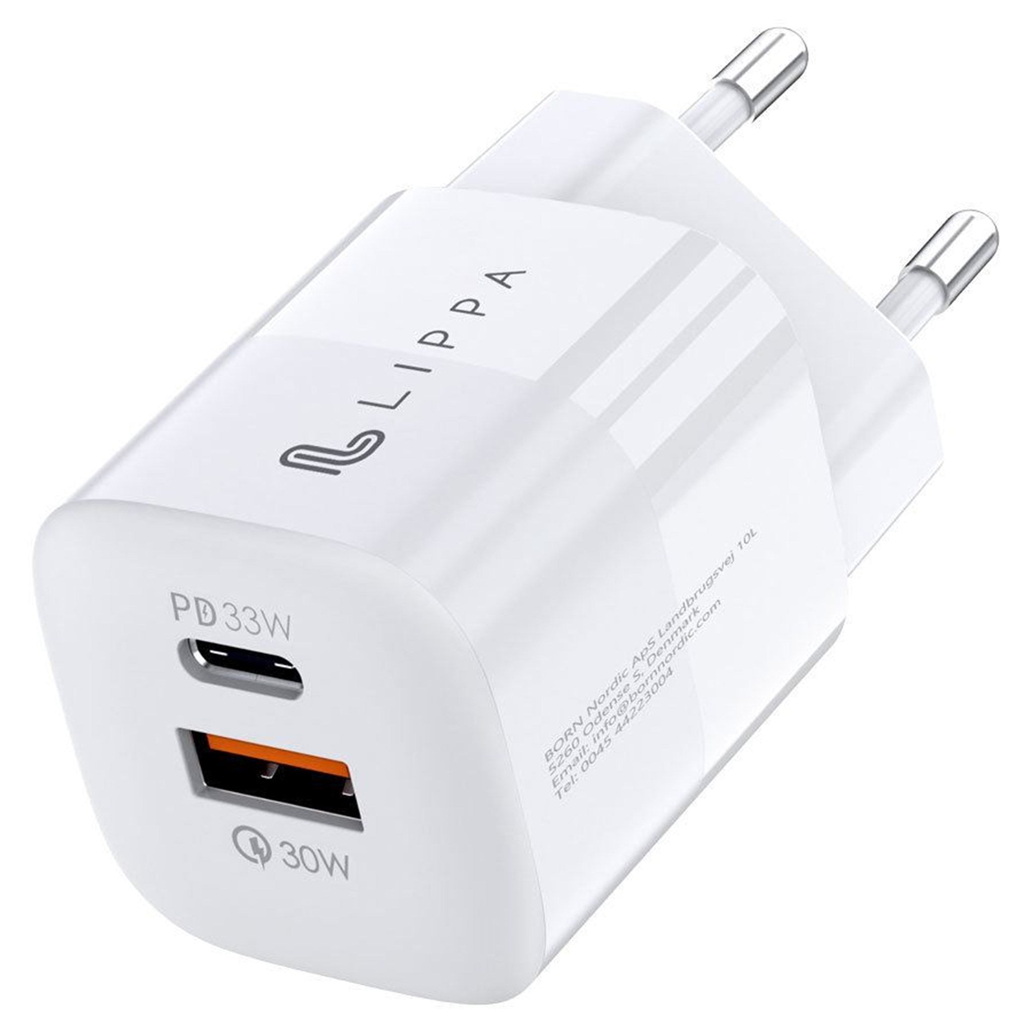 Hvid Lippa 33w Usb & Usb Gan Oplader - Lippa Opladere  - 5713661004458