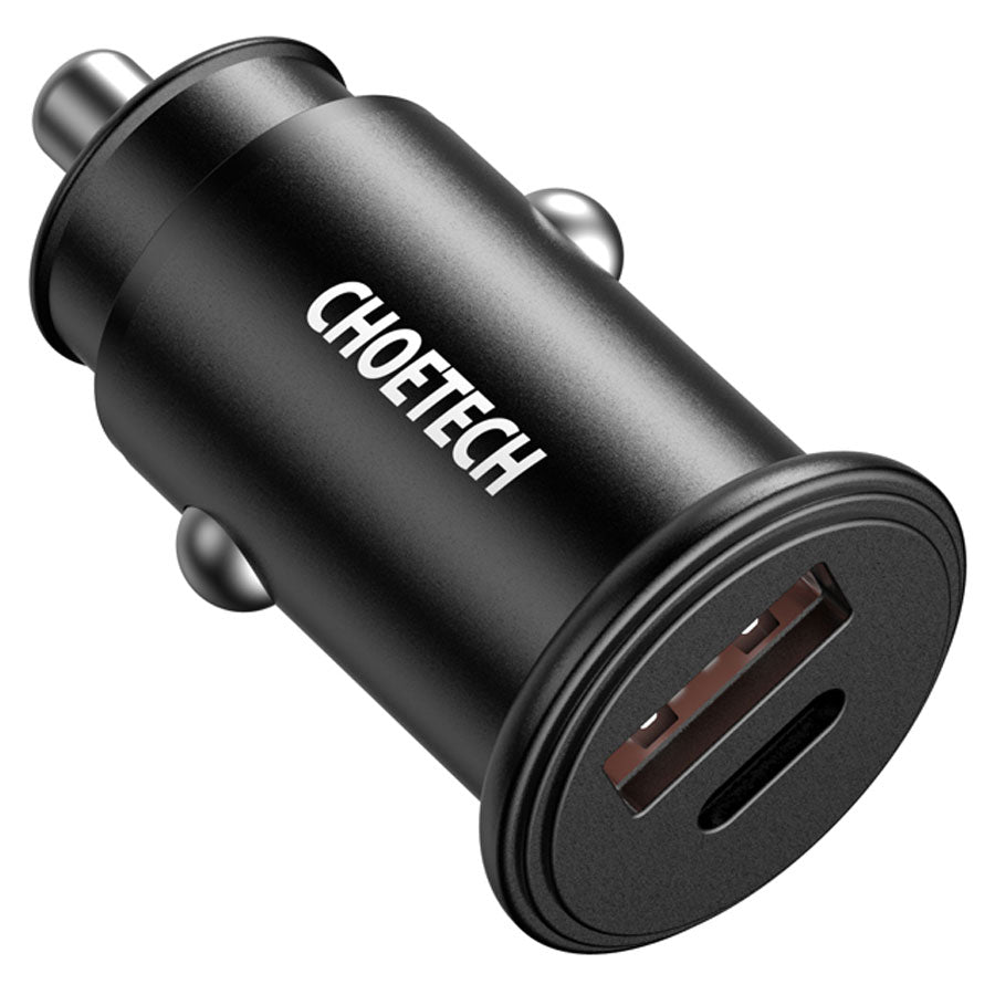 Sort Choetech 30w Usb Usb Car Charger - Choetech Opladere  - 6932112101846