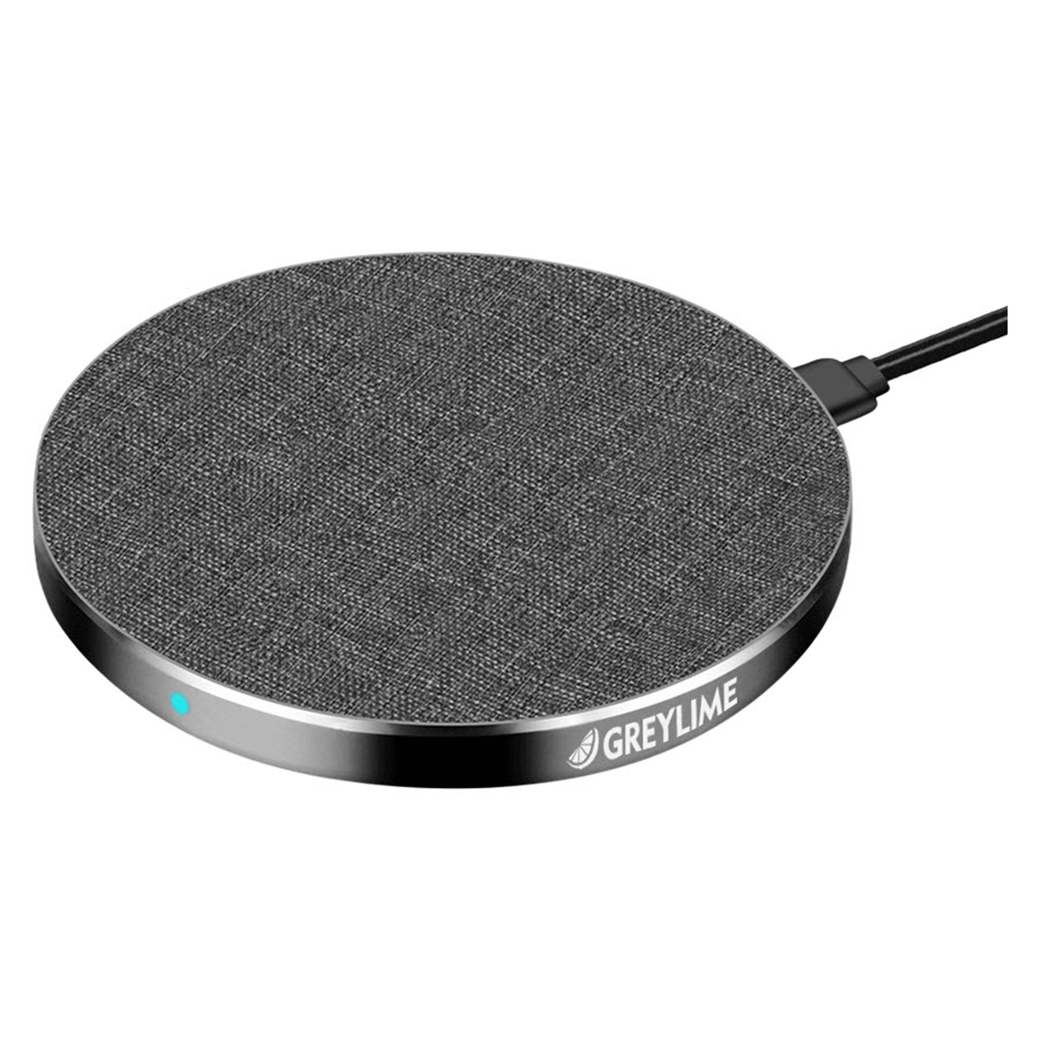 Greylime 15w Rund Trådløs Oplader Stof Metal Grå - Greylime Opladere  - 5713661004687